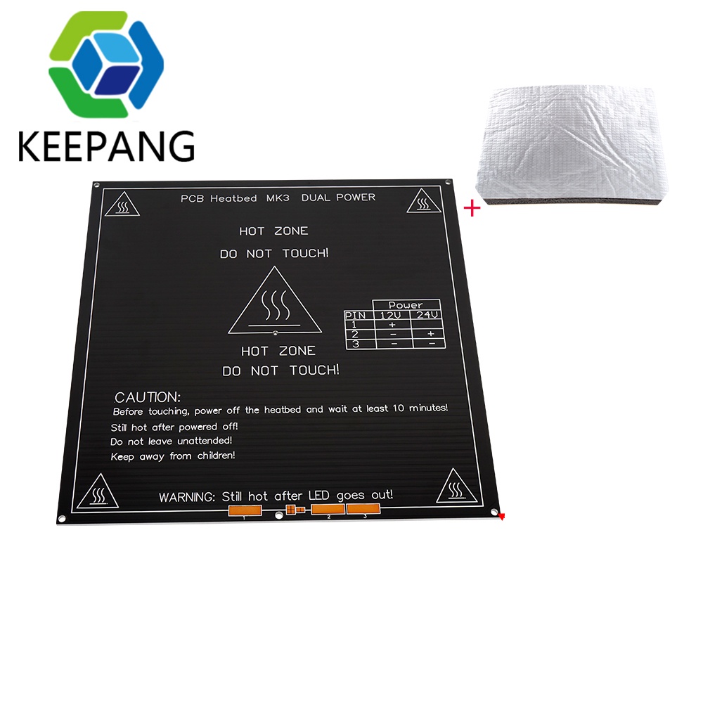 12V MK3 Hotbed 220*220*3mm with Insulation Cotton RepRap i3 RAMPS 1.4