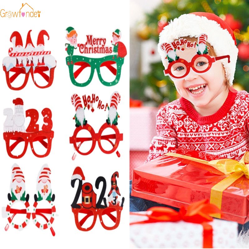 Christmas Felt Glasses Frame Holiday Party Decor Costume Eyeglasses ...