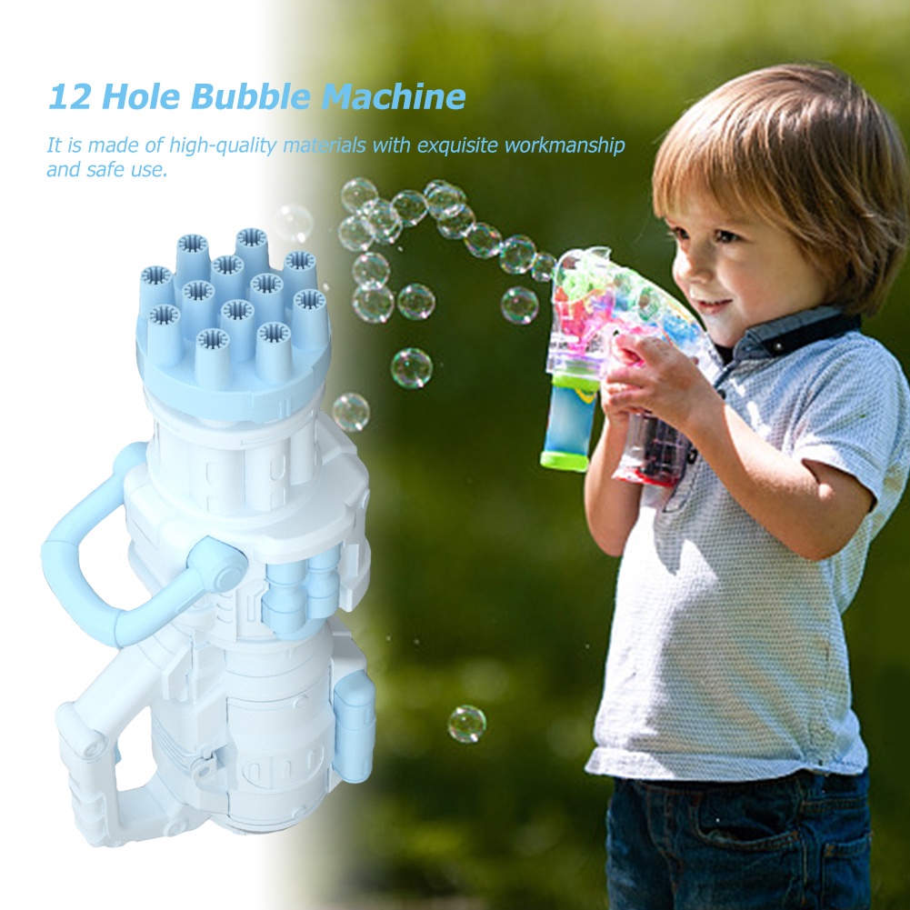 New 12Hole Gatling Bubble Gun Toy Summer Electric Soap Water Bubble