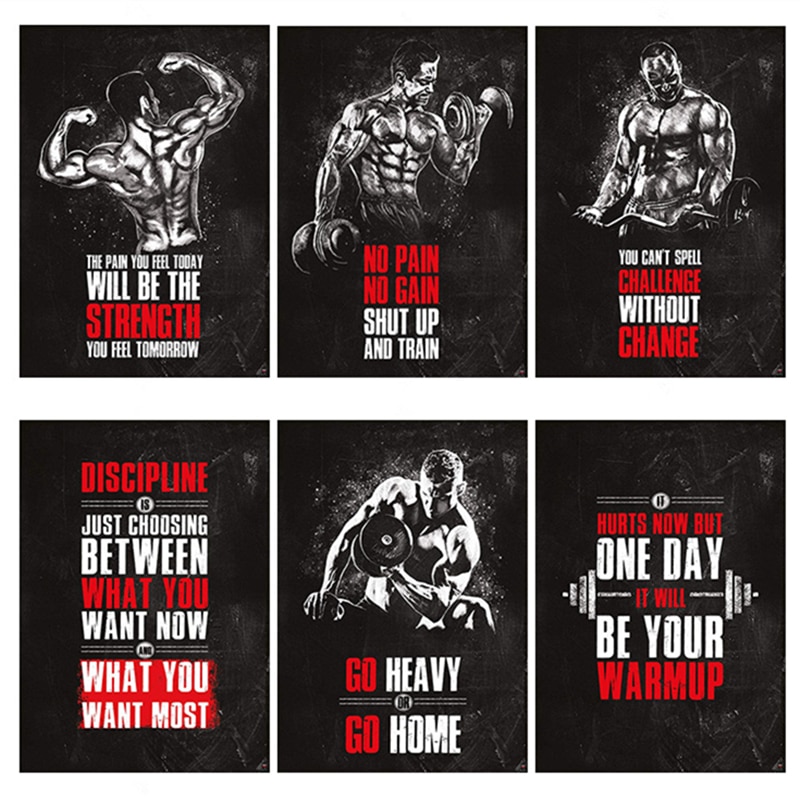 Muscle Bodybuilding Fitness Motivational Quotes Art Canvas Painting ...