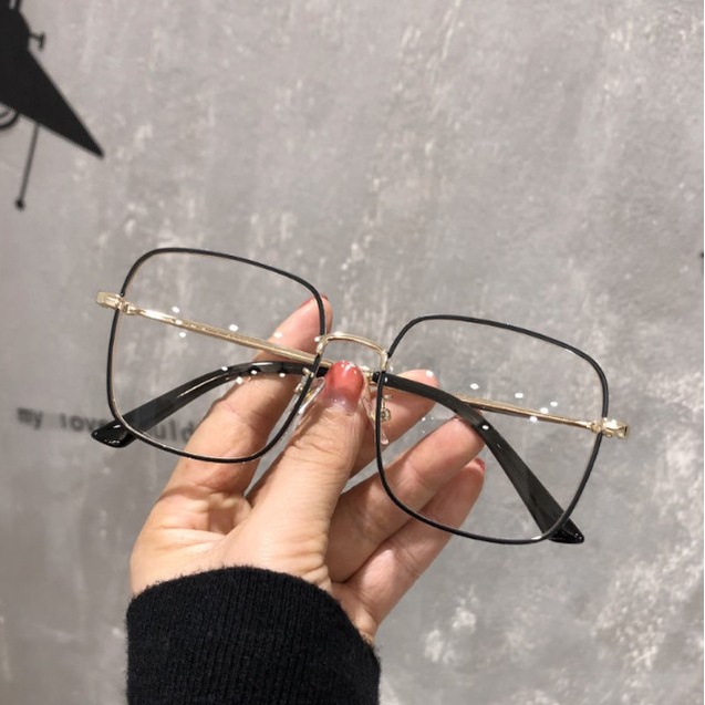 Korean Oversized Anti Radiation Eyeglasses for Women/Men Metal Frame ...