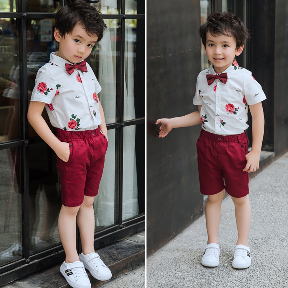 Lolanta Toddler Kids Boys Gentlemen Shorts Suit Formal Attire Wedding Birthday Party Outfit White Red Clothing Set Shopee Philippines