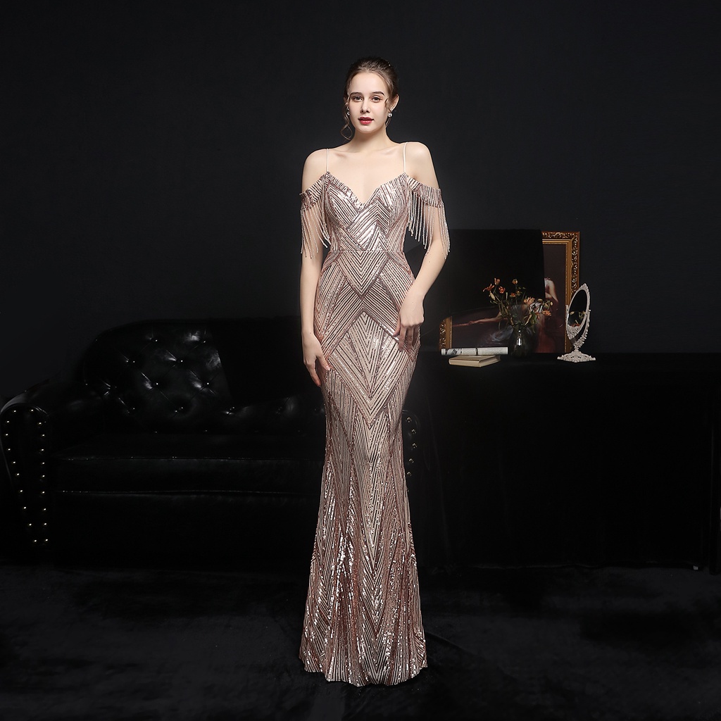 Evening Dress Women Cocktail Elegant Annual Meeting Long Fishtail Sexy Dress