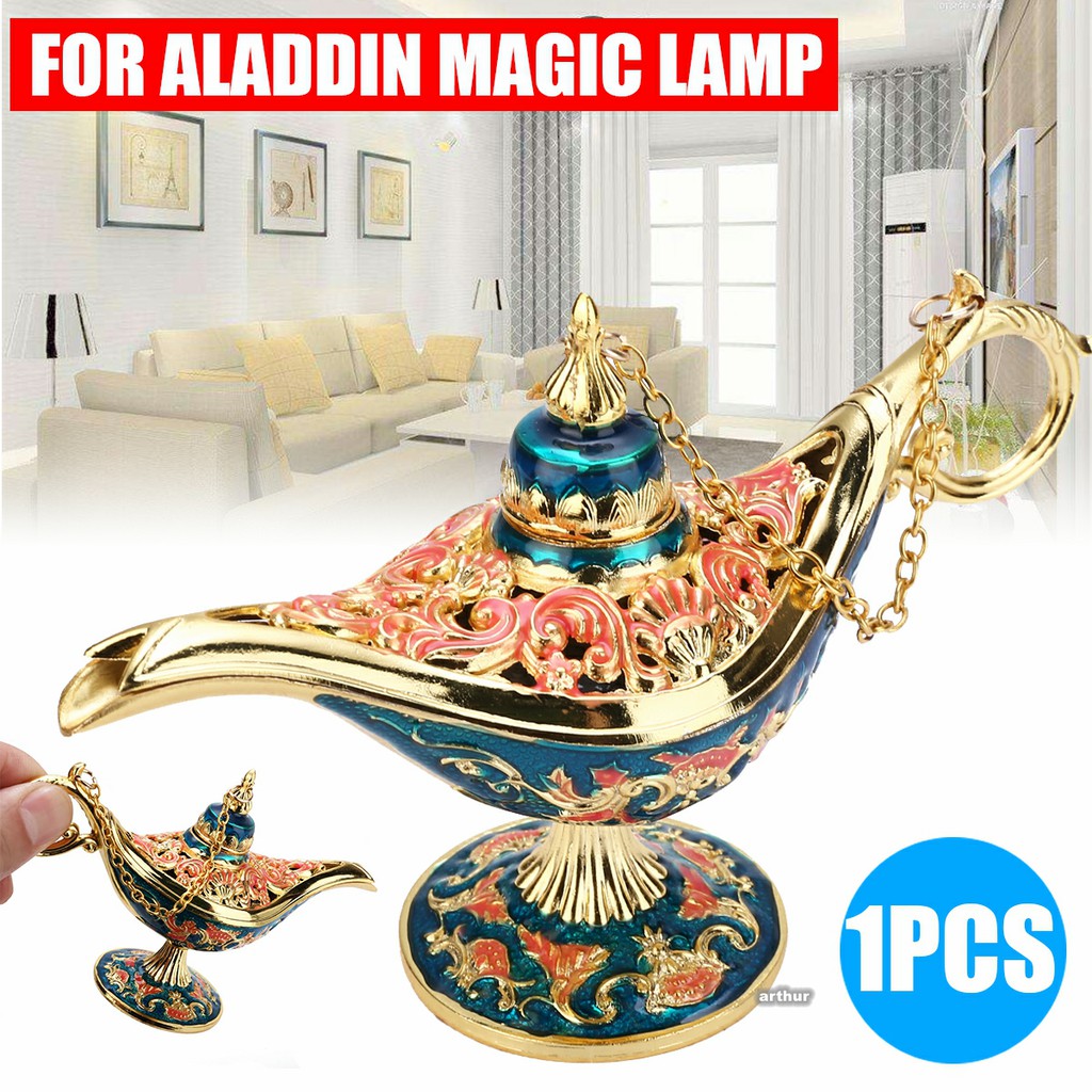 Aladdin Lamp Magic Lamp Retro Creative Censer Panto Genie Oil Lamp Zinc ...