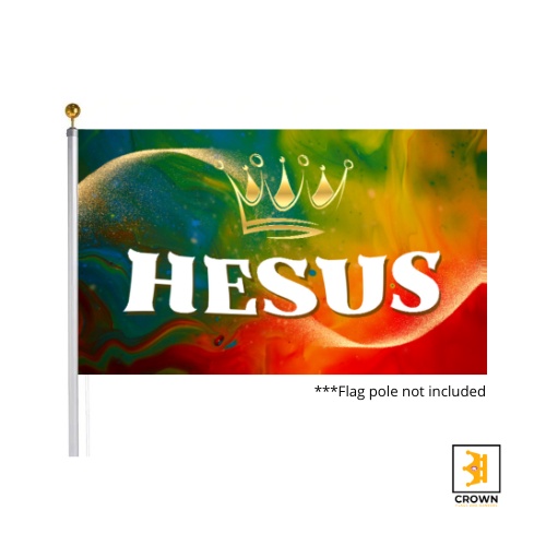 Worship Flags and Banners Crown HESUS Christian Flags for Church Dancers Polyester Fabric