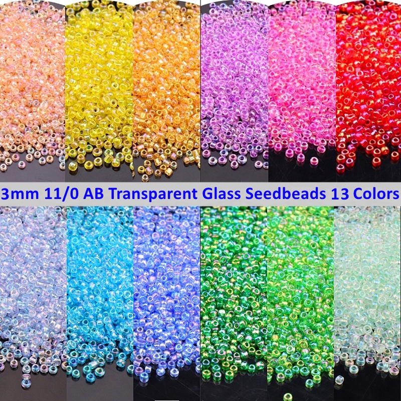 500pcs 3mm AB Colorful Glass Seed Beads Czech Loose Round Spacer Beads ...