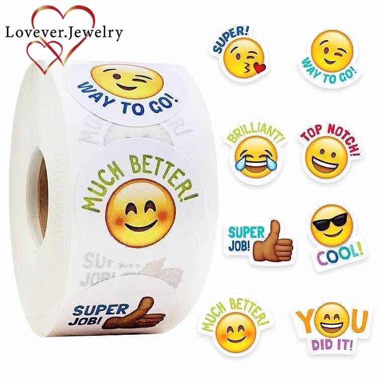 LOVEVER 500pcs/roll High quality 8 different styles emoji sticker ...