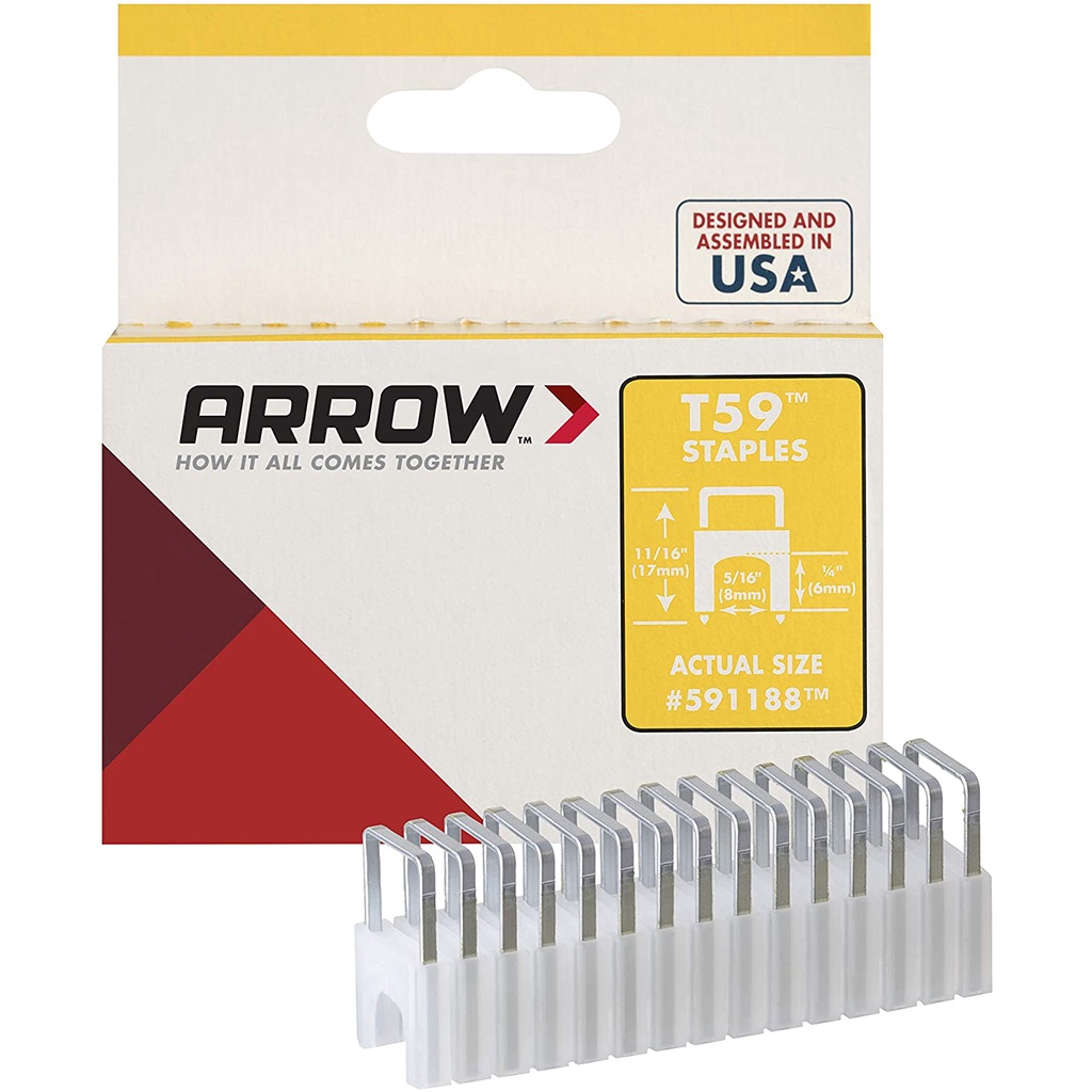 Arrow T59 Insulated Staple Wire 1/4"(6mm) x 5/16"(8mm) for T59 Cable Staple Gun Tacker (300pcs