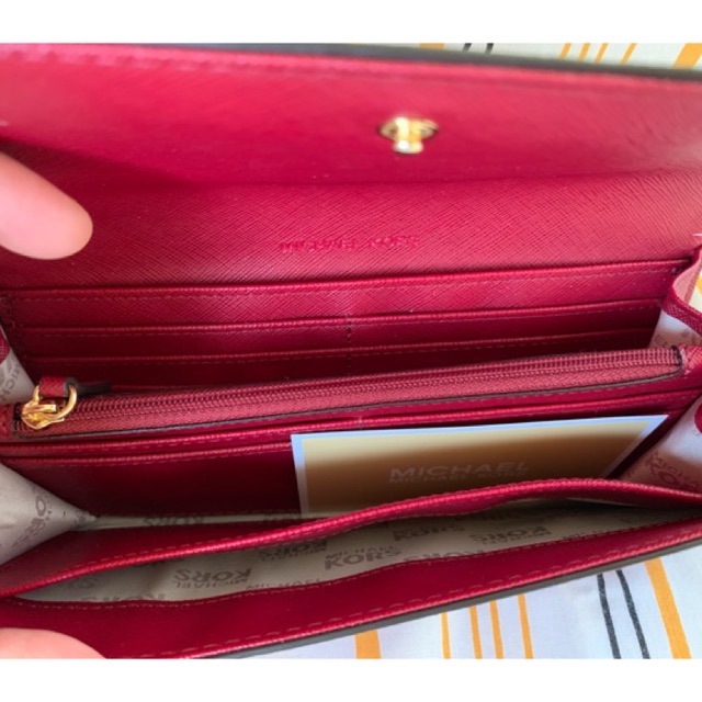 Michael kors red best sale wallet