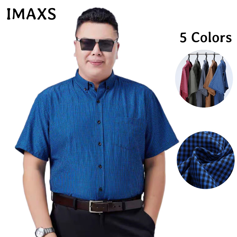 60175KG PLUS SIZE Men Plus Size Short Sleeve Cotton Business Top