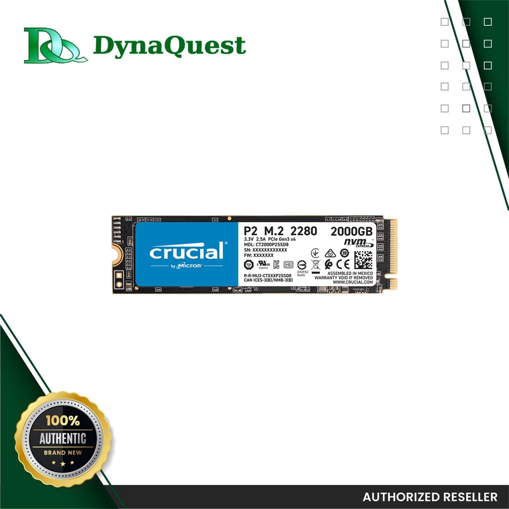 Crucial P2 - SSD - 1 TB - internal - M.2 2280 - PCIe 3.0 x4 (NVMe) 
