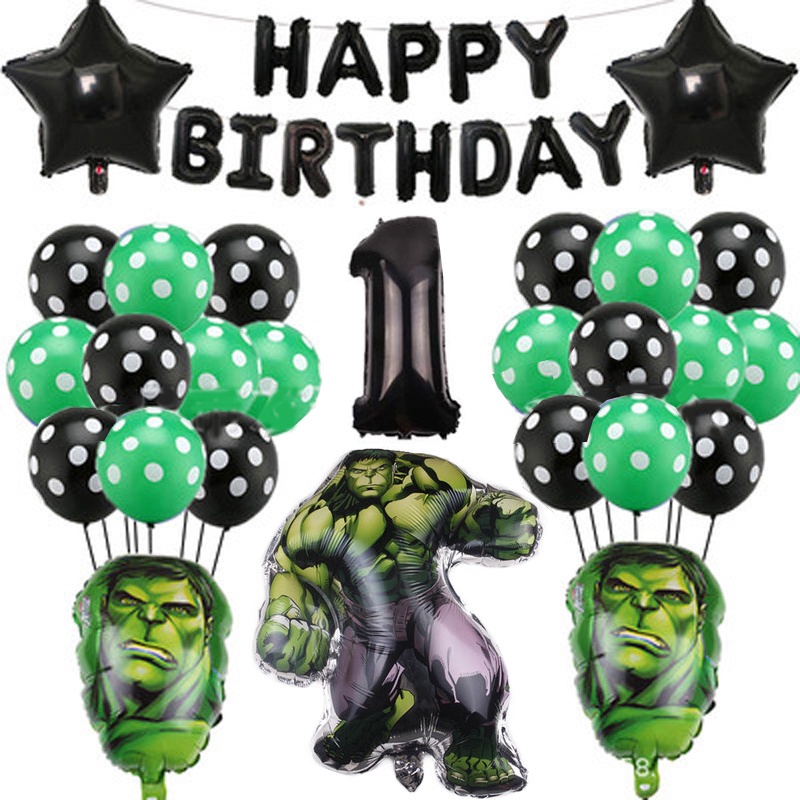 5Pcs Avengers Superhero Hulk Foil Balloons Kit Happy Birthday