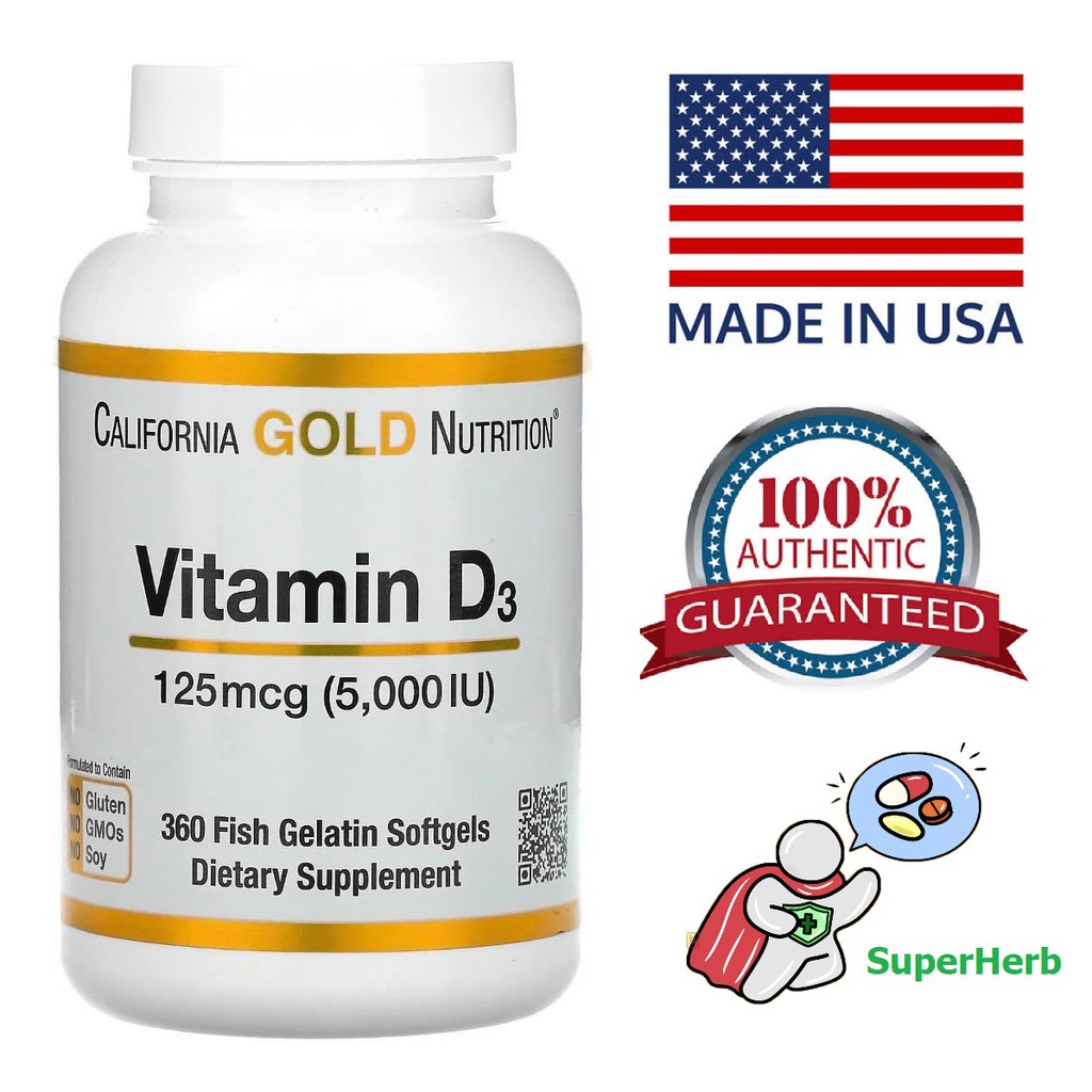 California Gold Nutrition, Vitamin D3, 125 mcg (5,000 IU) | Shopee ...