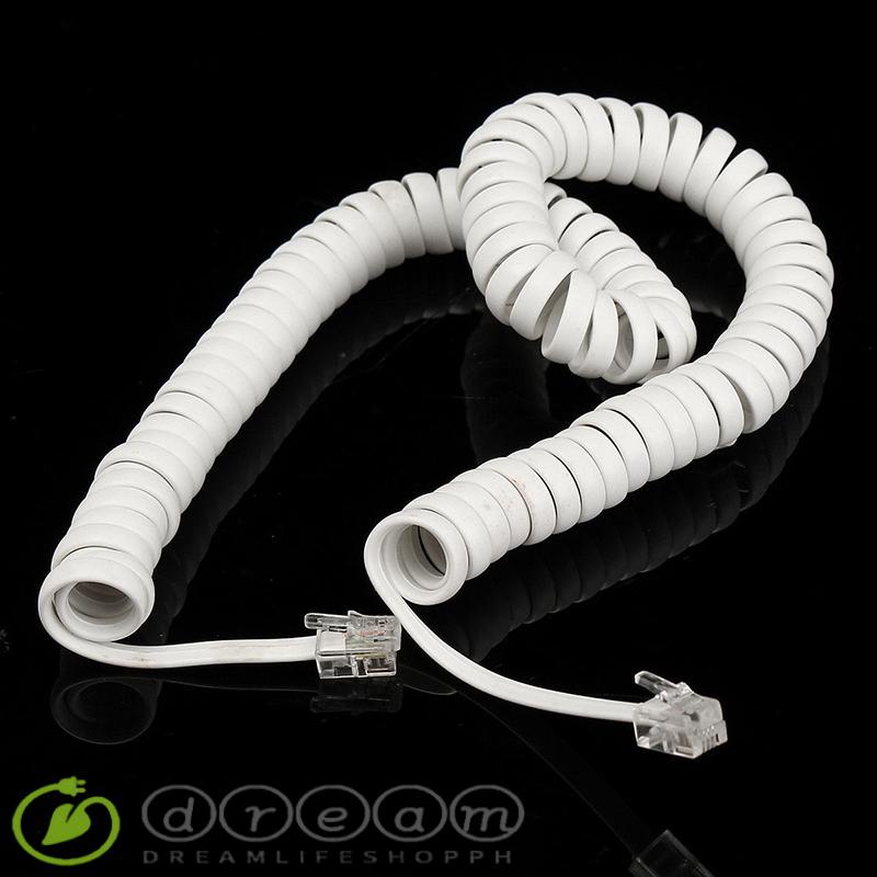Telephone Handset Cord 1PCS Phone RJ10 Plug Spring White Coiled Curly