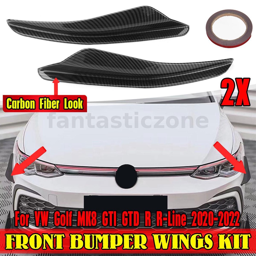 For Golf MK8 Rline GTI GTD Bumper Fin Canard Splitter Diffuser Valence