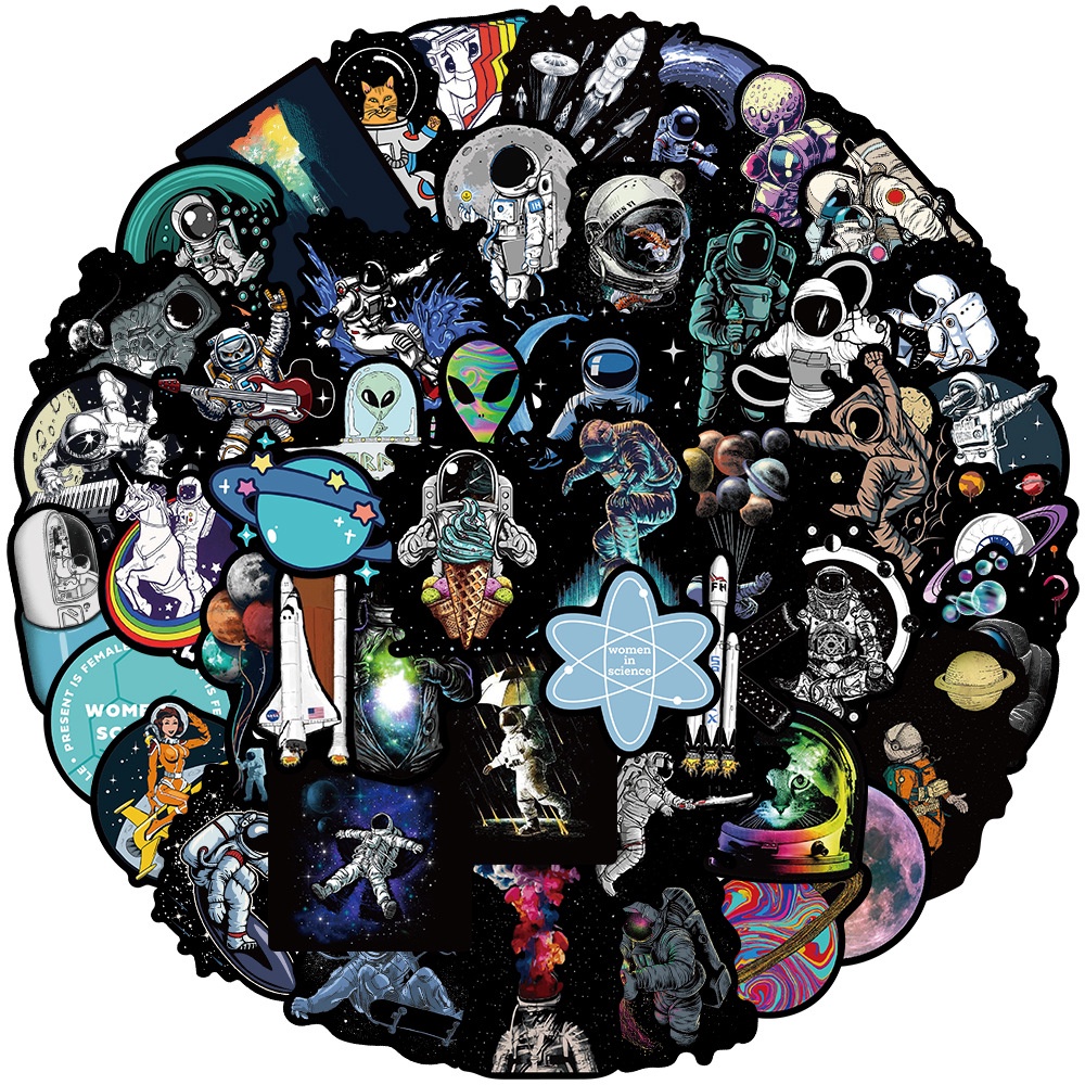 50/25/10PCS Outer Space Astronaut Graffiti Stickers For Skateboard ...