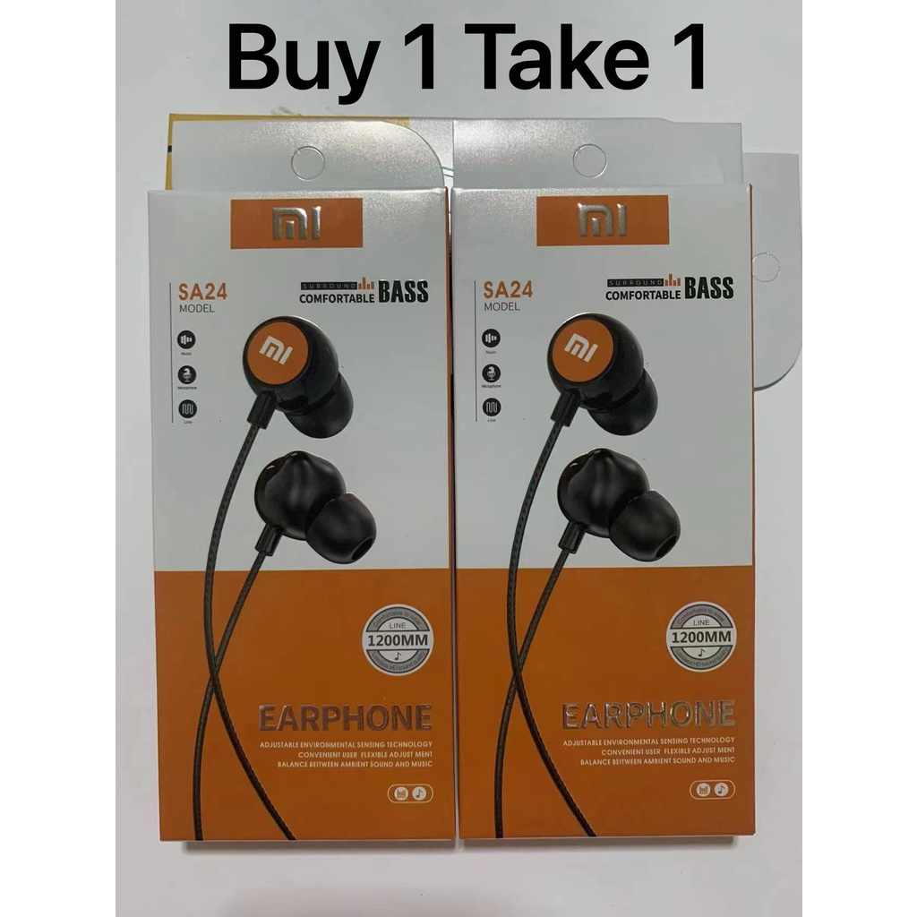 (Buy Take 1)SA24 Xiaomi Mi headset Buds In-ear Earphone Stereo Earphones  Hands-free with Mic