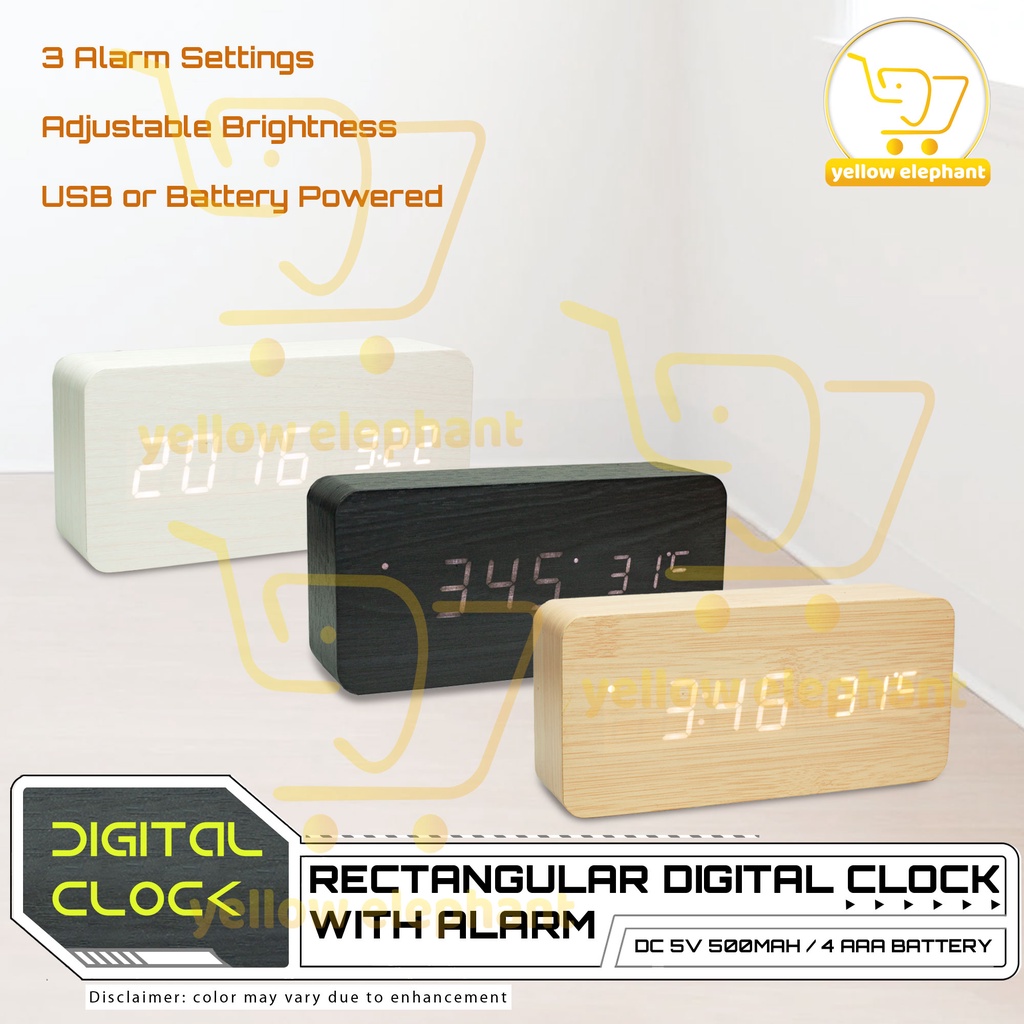Digital Alarm Clock 2021 Upgraded Wood Design, Led Display Usb Or