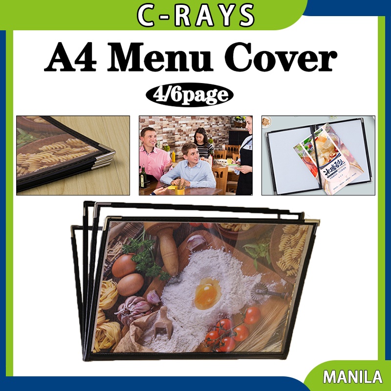 A4 Transparent PVC Binder Menu Cover Cook Book 4/6 Pages Menu Paper ...