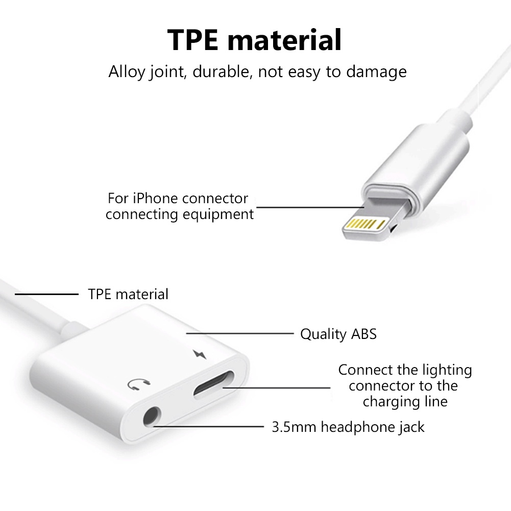 Popcorn 2 in 1 adapter Audio 3.5mm Jack Charging Earphone Cable Aux 2 ...