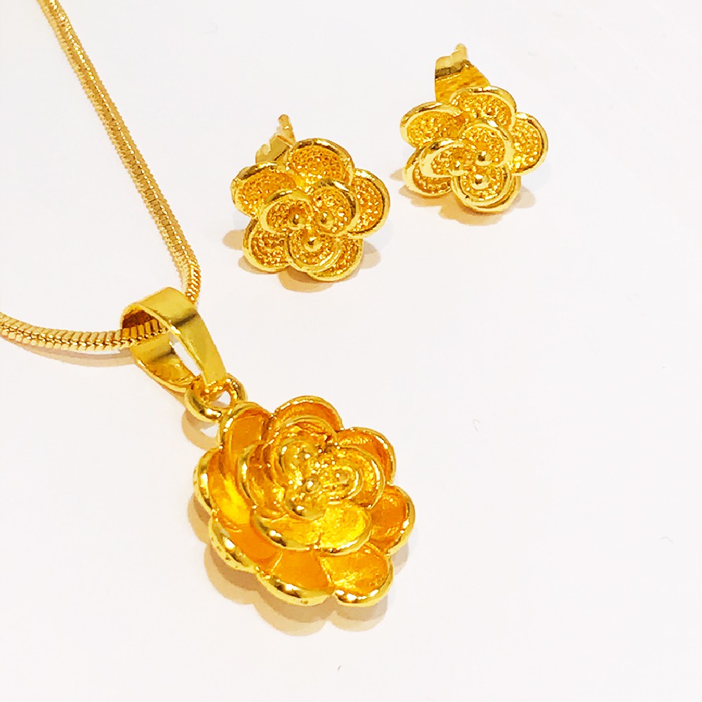 Crown Jewelry 24k Gold Plated Korean Design Flower Set GN85 GE92 Shopee Philippines
