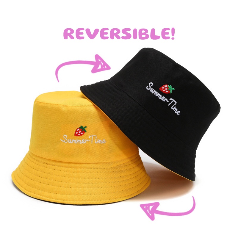 Summer Flipped Hat Embroidery Strawberry Hats | Shopee Philippines