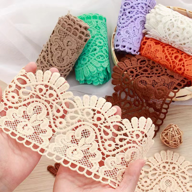 10CM Width Crown Pattern Inelastic Milk Silk Embroidery Lace Trim ...