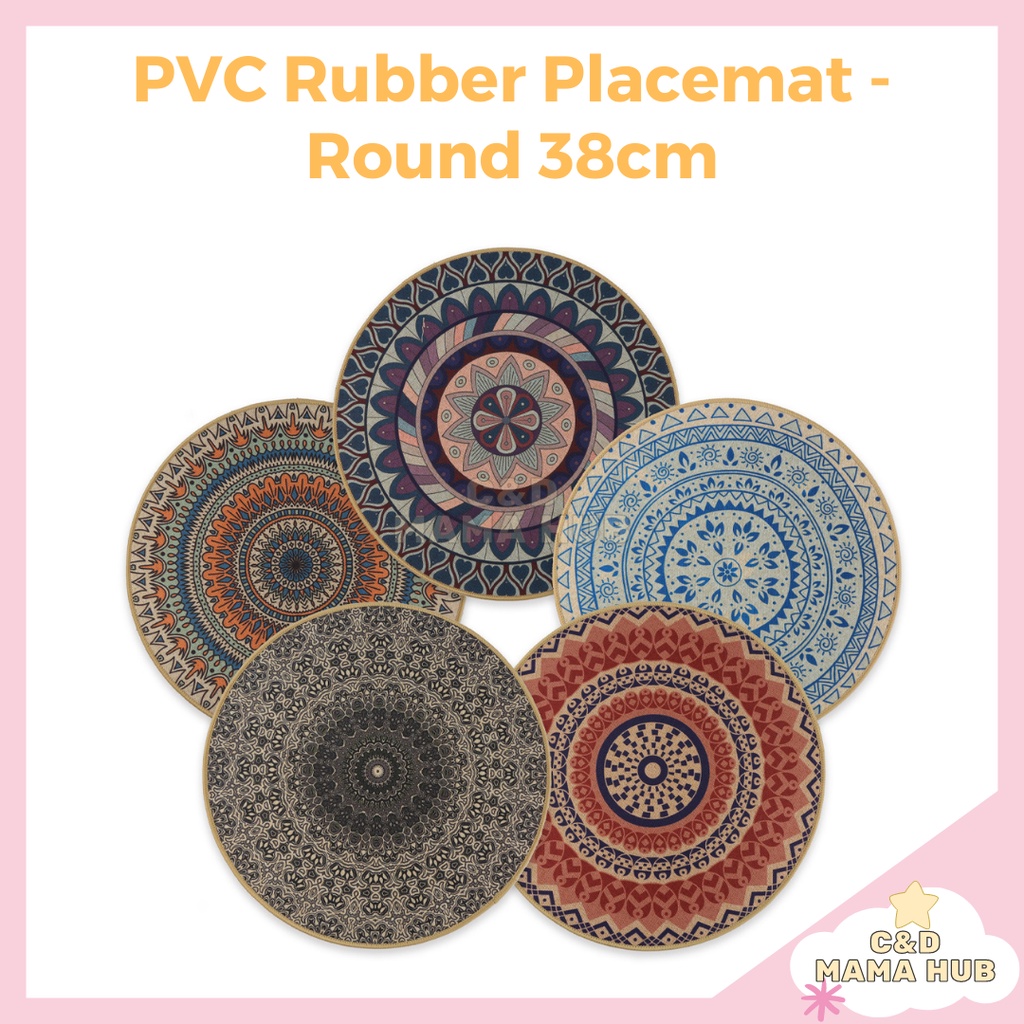 PVC Rubber Placemat Round 38cm (Various Designs) Shopee Philippines