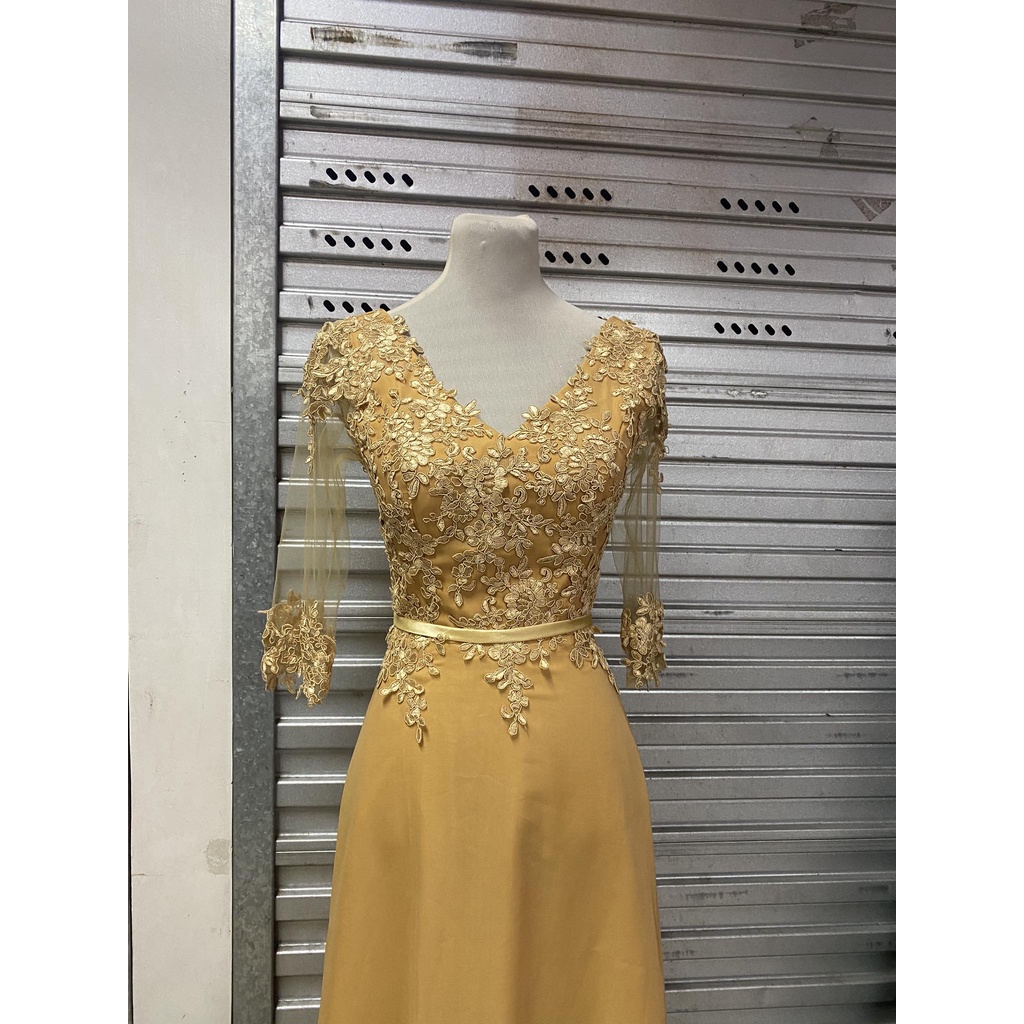 Golden yellow long clearance gown