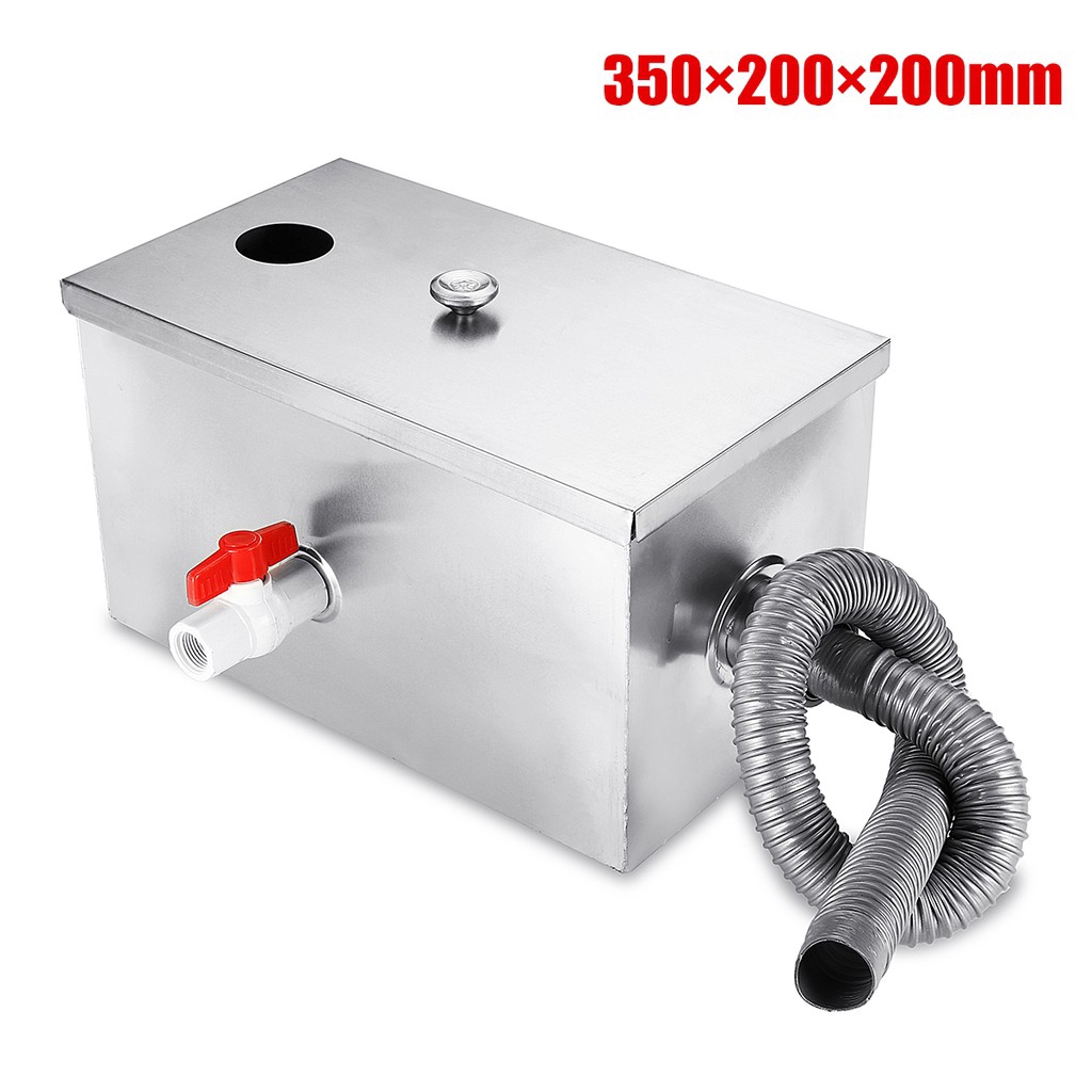 Dtangor Commercial Grease Trap – 8LB Stainless Steel Interceptor, 5GPM, 13.8x7.9x7.9"