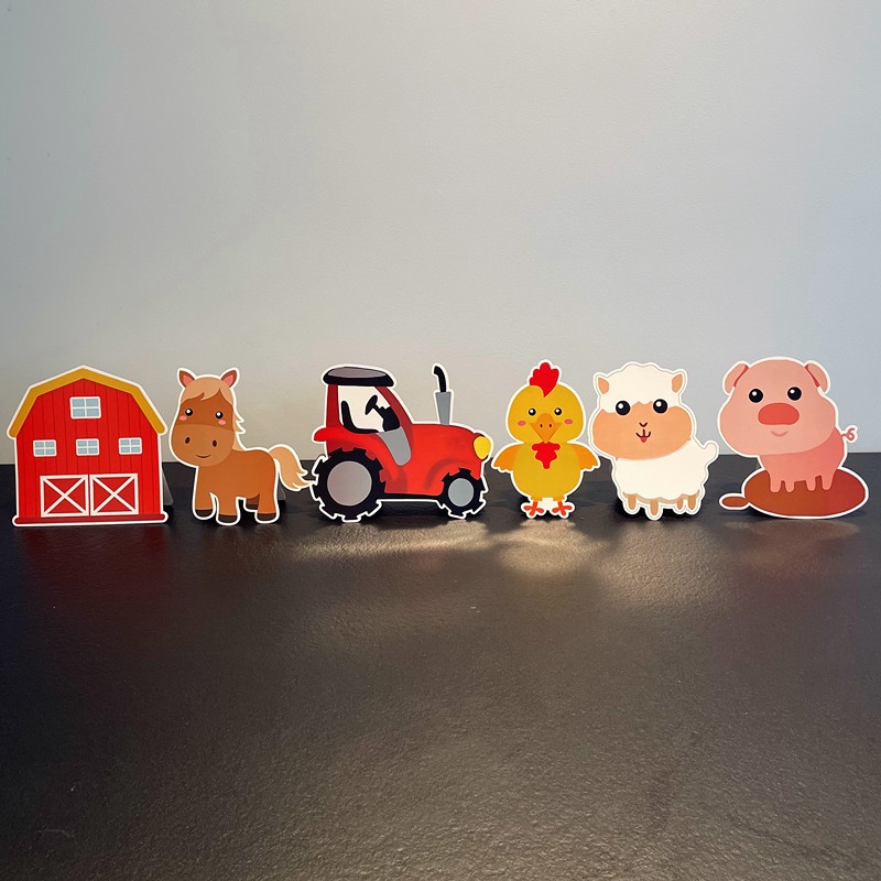6pc / Set Cute Farm Animals 3D Paper Table Centerpiece Kids Birthday ...
