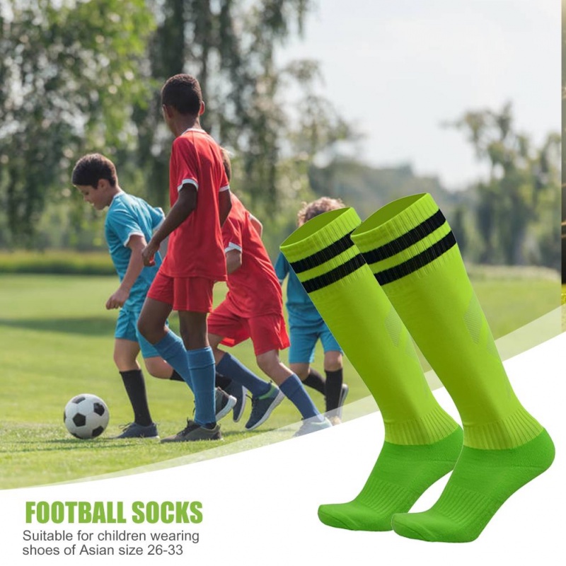 1 Pair Children Football Long Socks Cotton Spandex Kids Soccer Over ...