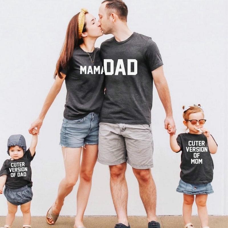 2020 Mama Dad Baby Matching T shirt Clothes Outfits Family Mother Father Daughter Son Short Sleeve T