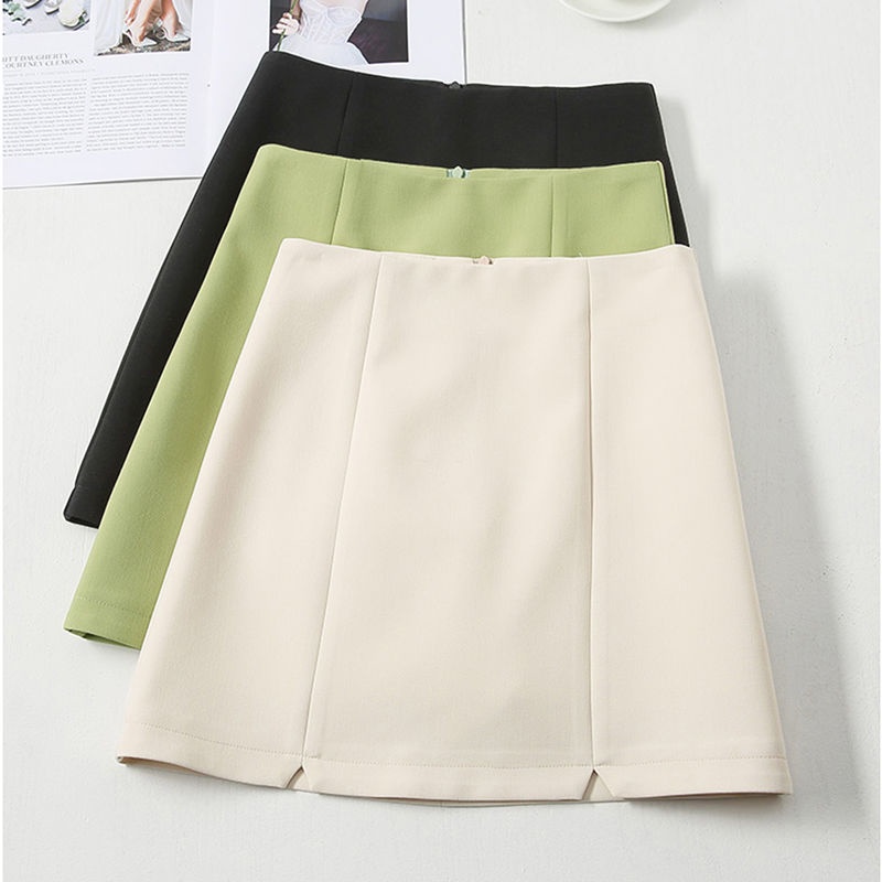 A-line high waist hip wrap skirt split office lady mini skirt | Shopee ...