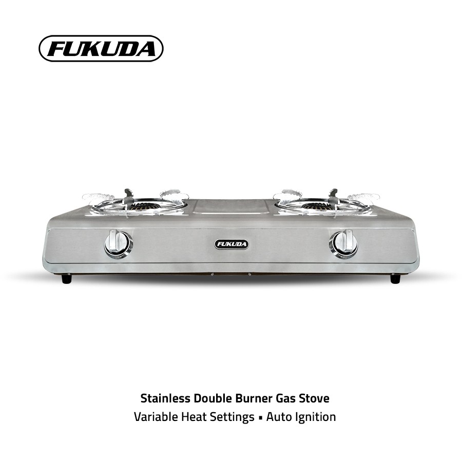 Fukuda Heavy Duty 2 Burner Gas Stove Double Burner Stainless with Auto