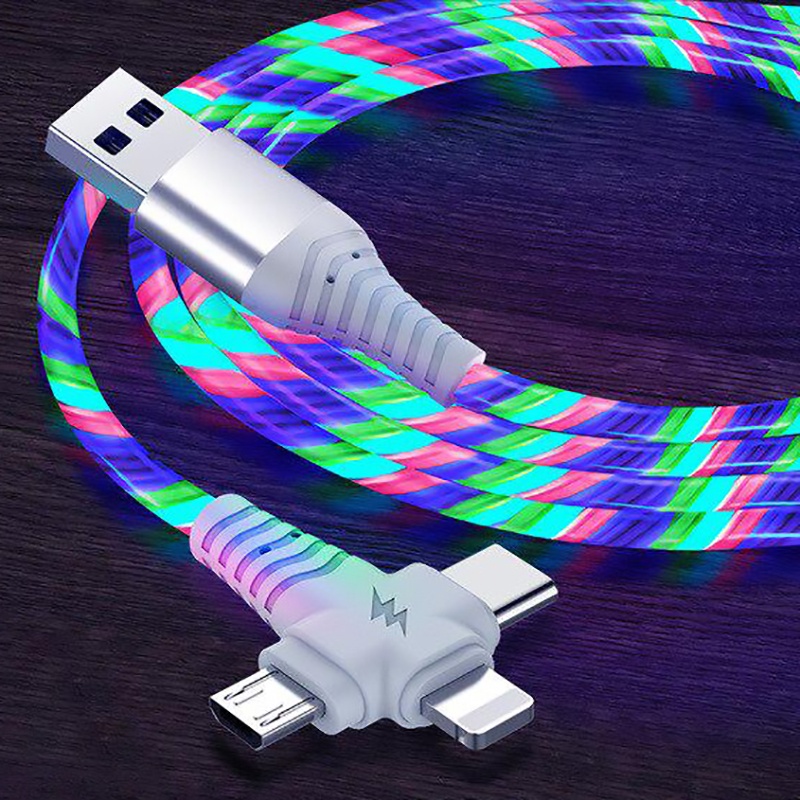 Flow Luminous Lighting Usb Cable 3 In 1 LED Micro Charging USB Type C 8 ...