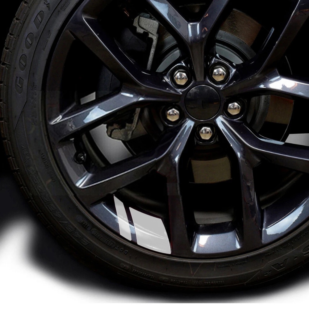 6Pcs/Set Reflective Car Wheel Rim Vinyl Stickers Hash Mark Stripe ...