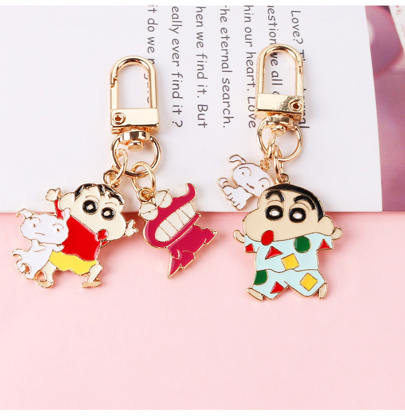 Japanese Style Cute Cartoon Couple Crayon Shin-Chan Keychain Puppy Key ...
