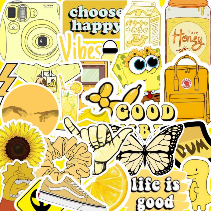 30-50 pcs yellow aesthetic stickers | Shopee Philippines