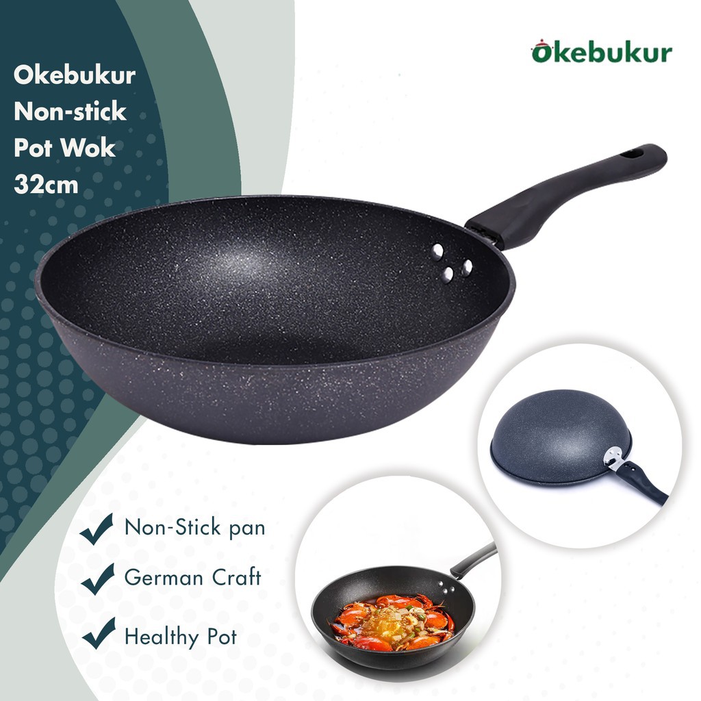 wok pan non stick 13 pcs cookware set ceramic non stick frying pan Okebukur  Non-Stick Pot Wok/frying