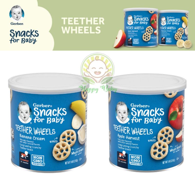 Gerber Teether Wheels Apple Harvest or Banana Cream 1.48 oz (42 g ...