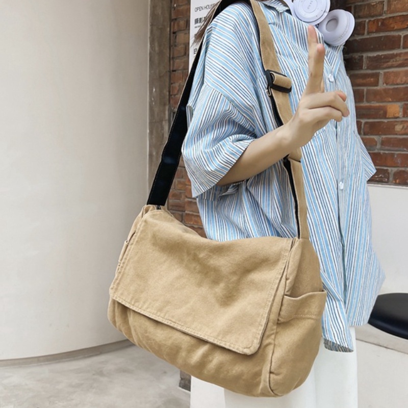 Ulzzang Korean Fashion Canvas Big Capacity Women Shoulder Bag Crossbody Bag  Messenger Bag for Women
