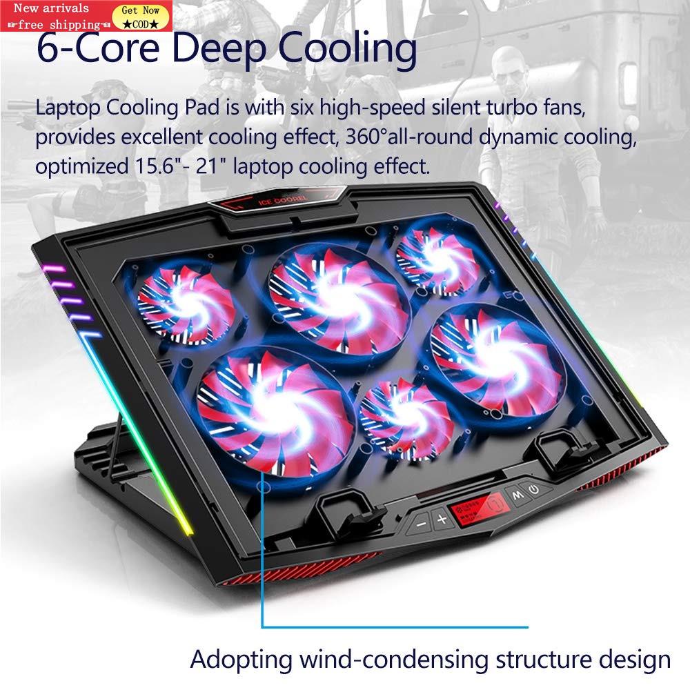 CODRGB Gaming Laptop Cooler Stand with 6 Quiet Cooling Fans and RGB