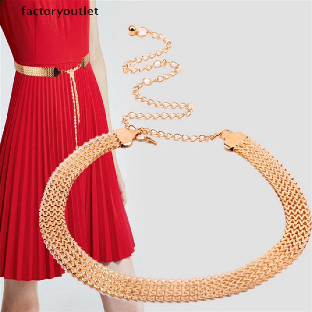 FOPH Fashion Wave Metal Waist Chain Belt Gold Buckle Body Chain Dress ...