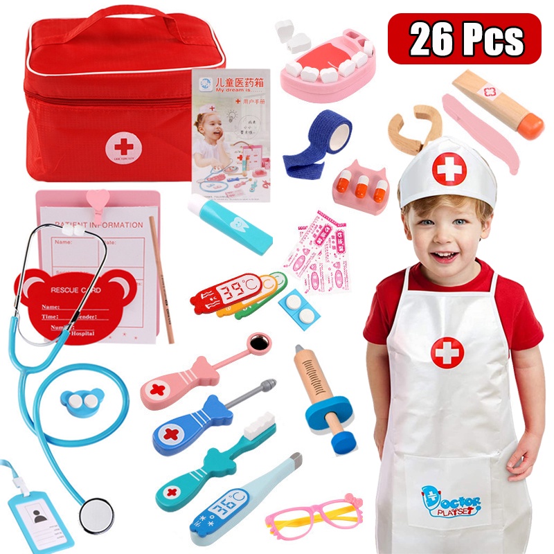 Doctor Toys for Children Set Kids Wooden Pretend Play Kit Games for ...