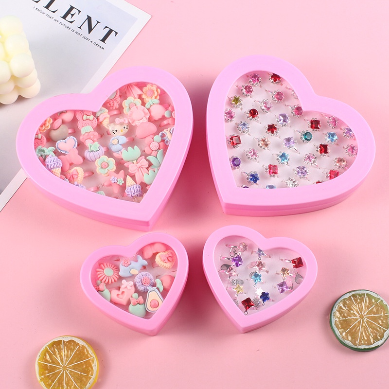 Children's Ring Girl Princess Jewelry Baby Toy Cartoon Plastic Crystal ...