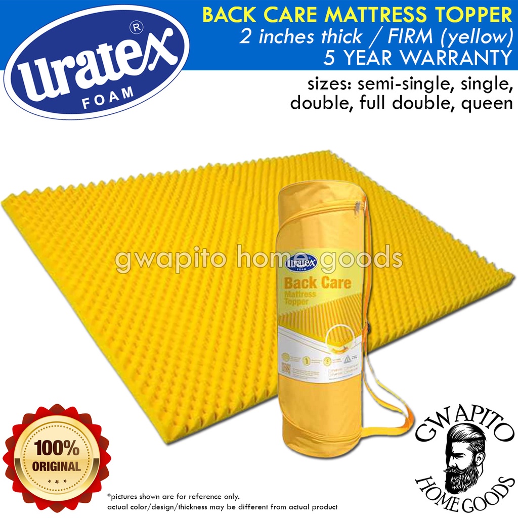 Uratex Back Care Mattress Topper FIRM (yellow) 2" thick ( Single