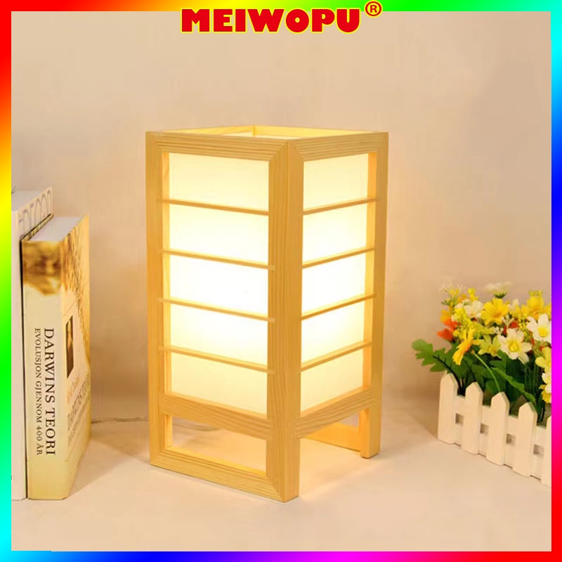 TL-9 Japanese-style Art Deco Table Lamp Wooden Led Bedroom Bedside Home ...