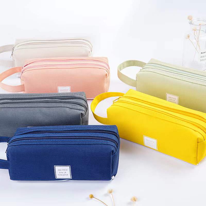 Stationery Pencil Case Canvas Large Capacity Pencil Case Double Layer ...