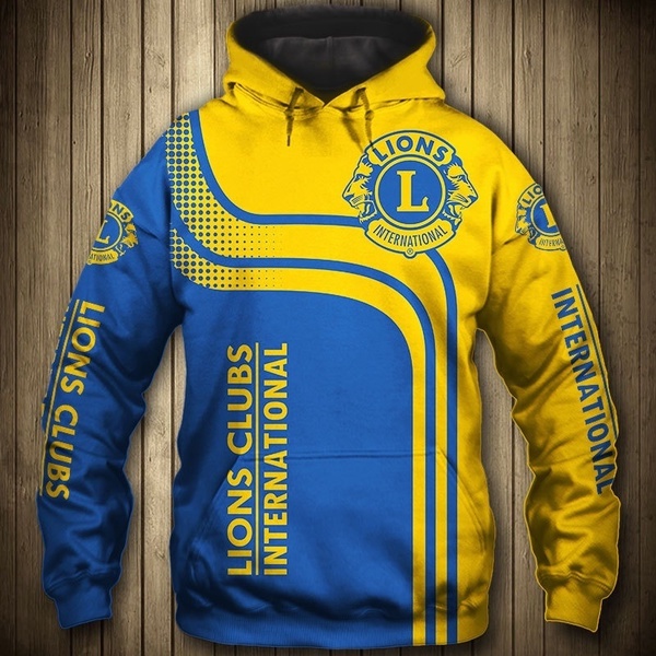 Lion Club Logo 3D Printed Sweatshirt Cap Pullover Hoodie for Men  